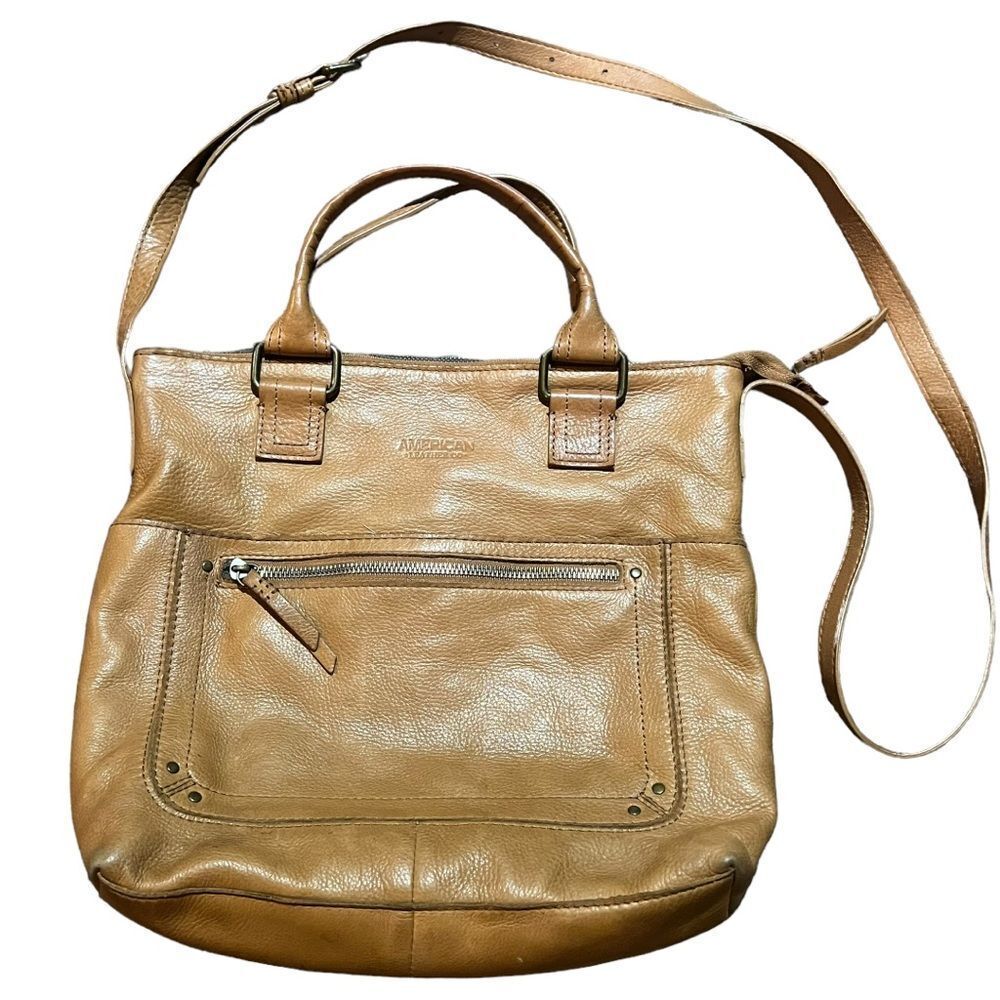 American Leather Co Jamestown light brown leather tote